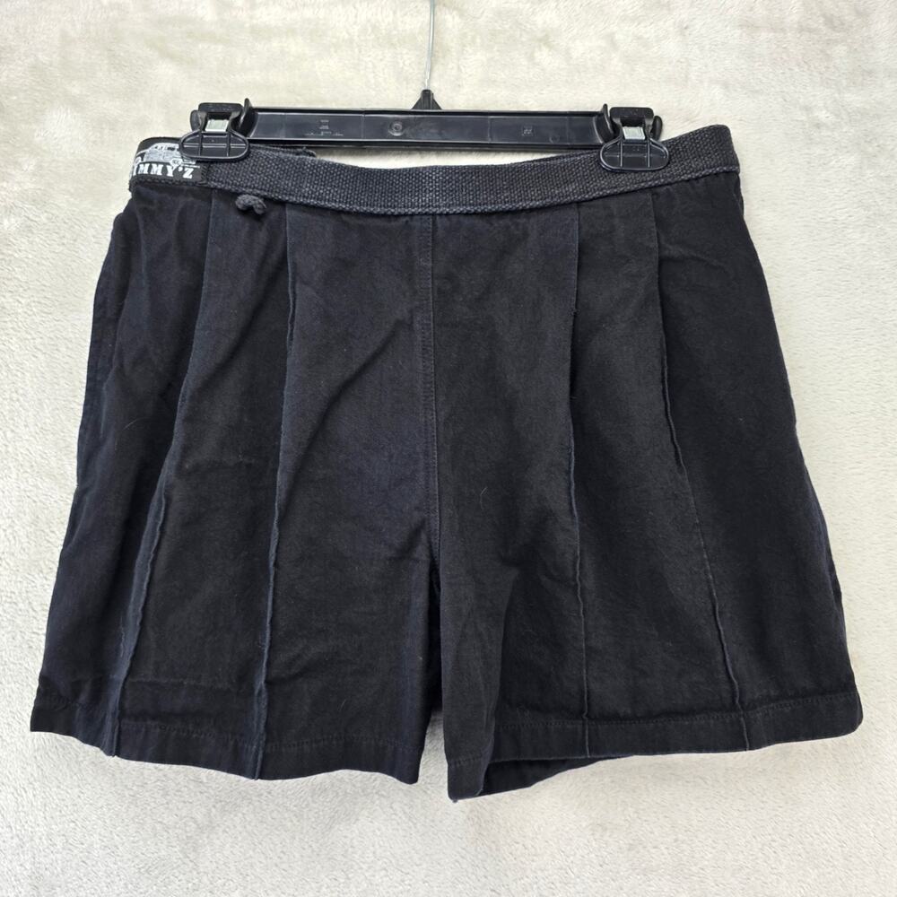Vintage 80s Jimmy Z EZ-IN-EZ-OUT Shorts Small Black Belted Pleated Skater Surf